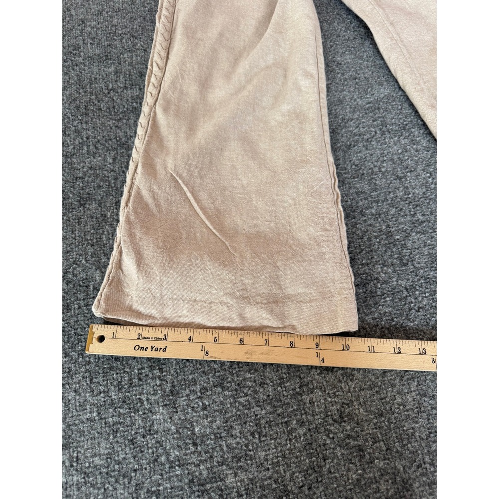 Jason Wu Tan Wide Leg Cropped Pants High Waist Linen Braided Detail Casual SZ 6 - Picture 13 of 16